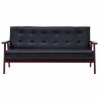 vidaXL 3-Sitzer-Sofa Schwarz Kunstleder