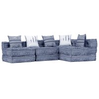 vidaXL 4-Sitzer Modularer Pouf Indigo Stoff