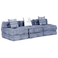 vidaXL 3-Sitzer Modularer Pouf Indigo Stoff