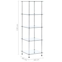 vidaXL Regal mit 5 Ablagen Transparent 40x40x130 cm Hartglas