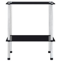 WOWONA Regal mit 2 Ablagen Schwarz 40x40x47 cm Hartglas