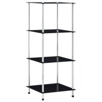 vidaXL Regal mit 4 Ablagen Schwarz 40x40x100 cm Hartglas
