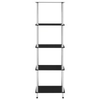 vidaXL Regal mit 5 Ablagen Schwarz 40x40x130 cm Hartglas