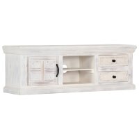 vidaXL TV-Schrank Wei&szlig; 120x30x40 cm Massivholz Mango