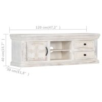 vidaXL TV-Schrank Wei&szlig; 120x30x40 cm Massivholz Mango