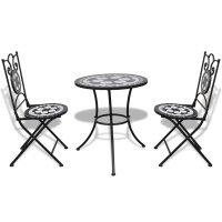 vidaXL 3-tlg. Bistro-Set Keramikfliese Schwarz/Wei&szlig;