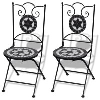 vidaXL 3-tlg. Bistro-Set Keramikfliese Schwarz/Wei&szlig;