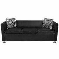 vidaXL Sofa-Set Kunstleder 3-Sitzer und 2-Sitzer Schwarz