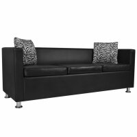 vidaXL Sofa-Set Kunstleder 3-Sitzer + 2-Sitzer + Sessel Schwarz