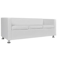 vidaXL Sofa-Set Kunstleder 3-Sitzer + 2-Sitzer Wei&szlig;