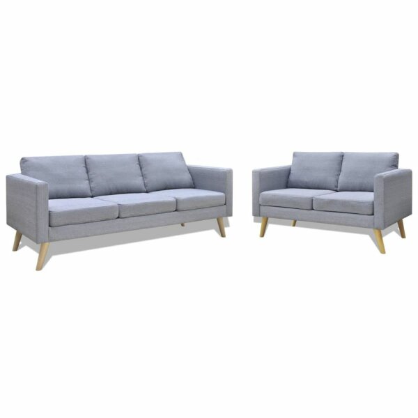 vidaXL Sofa Set 2-Sitzer und 3-Sitzer Stoff Hellgrau