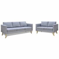 vidaXL Sofa Set 2-Sitzer und 3-Sitzer Stoff Hellgrau