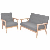 vidaXL Sofa-Set 2-tlg. Stoff Hellgrau