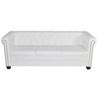 vidaXL Chesterfield-Sofas 2-Sitzer und 3-Sitzer Kunstleder Weiß
