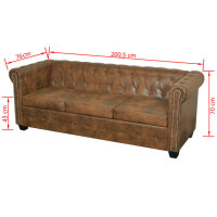 vidaXL Chesterfield-Sofas 2-Sitzer und 3-Sitzer Braun