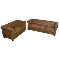 vidaXL Chesterfield-Sofas 2-Sitzer und 3-Sitzer Braun