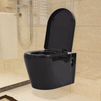 vidaXL H&auml;nge-Toilette mit Einbau-Sp&uuml;lkasten Keramik Schwarz