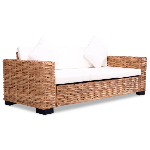 vidaXL Sofa-Set 15-tlg. Nat&uuml;rliches Rattan