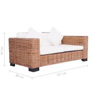 vidaXL Sofa-Set 15-tlg. Nat&uuml;rliches Rattan