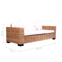 vidaXL Sofa-Set 15-tlg. Nat&uuml;rliches Rattan