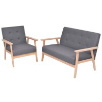 vidaXL Sofa-Set 2-tlg. Stoff Dunkelgrau