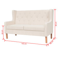 vidaXL 2-tlg. Sofa-Set Stoff Cremewei&szlig;