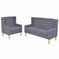 vidaXL 2-tlg. Sofa-Set Stoff Grau