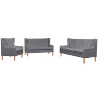 vidaXL 3-tlg. Sofa-Set Stoff Grau