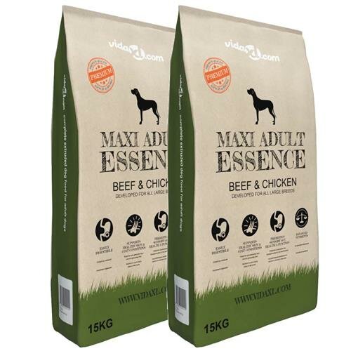 vidaXL Premium-Trockenhundefutter Maxi Adult Essence Beef & Chicken 2 x 15 Kg