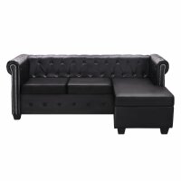 vidaXL Chesterfield Sofa in L-Form Kunstleder Schwarz