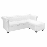 vidaXL Chesterfield Sofa in L-Form Kunstleder Weiß