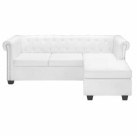 vidaXL Chesterfield Sofa in L-Form Kunstleder Weiß