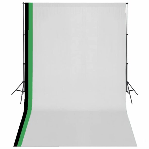 vidaXL Fotostudio Set 3 Baumwolle-Hintergr&uuml;nde Rahmen verstellbar 3x5m