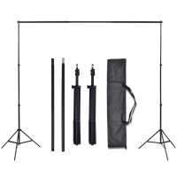 vidaXL Fotostudio Set 3 Baumwolle-Hintergr&uuml;nde Rahmen verstellbar 3x6m