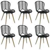 vidaXL Esszimmerstühle 6 Stk. Natur Rattan Schwarz