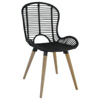 vidaXL Esszimmerst&uuml;hle 6 Stk. Natur Rattan Schwarz