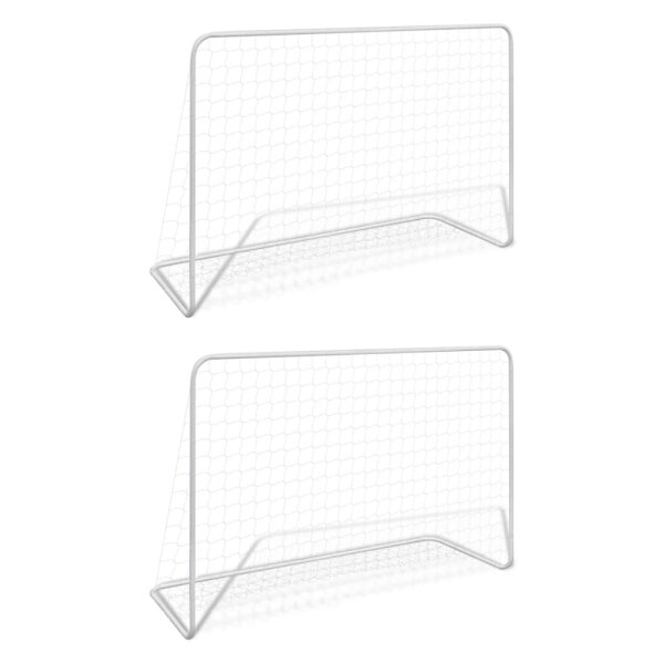 vidaXL Fu&szlig;balltore 2 Stk. mit Netzen 182&times;61&times;122 cm Stahl Wei&szlig;