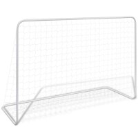 vidaXL Fu&szlig;balltore 2 Stk. mit Netzen 182&times;61&times;122 cm Stahl Wei&szlig;