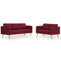 vidaXL 2-tlg. Sofagarnitur Stoff Weinrot