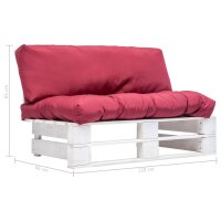 vidaXL Garten-Palettensofa mit Roten Kissen Kiefernholz