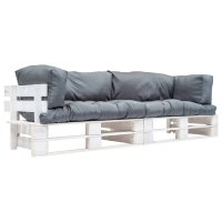vidaXL 2-tlg. Garten-Palettensofa-Set mit Grauen Kissen...