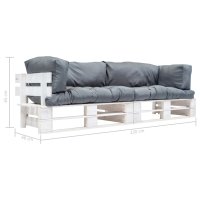 vidaXL 2-tlg. Garten-Palettensofa-Set mit Grauen Kissen Kiefernholz