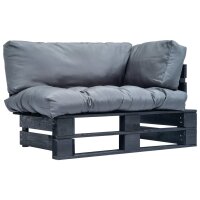 vidaXL Garten-Palettensofa mit Grauen Kissen Kiefernholz