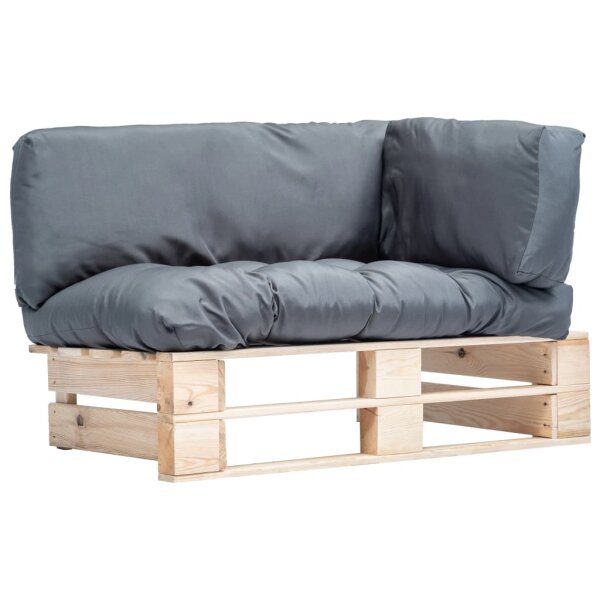 vidaXL Garten-Palettensofa mit Grauen Kissen Kiefernholz
