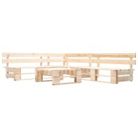 vidaXL 4-tlg. Garten-Paletten-Sofagarnitur Holz Natur