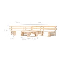 vidaXL 4-tlg. Garten-Paletten-Sofagarnitur Holz Natur