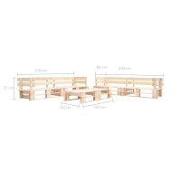 vidaXL 6-tlg. Garten-Paletten-Sofagarnitur Holz Natur