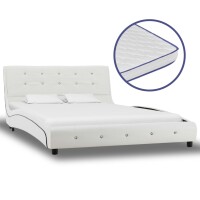 vidaXL Bett mit Memory-Schaum-Matratze Wei&szlig; Kunstleder 120&times;200cm