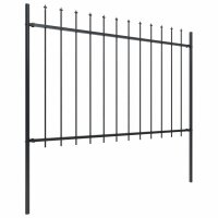 vidaXL Gartenzaun mit Speerspitzen Stahl 5,1 x 1,2 m Schwarz