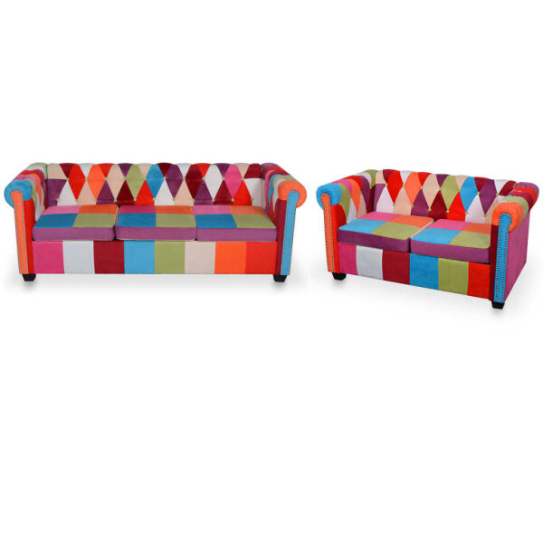 vidaXL 2-tlg. Chesterfield-Sofa-Set Stoff
